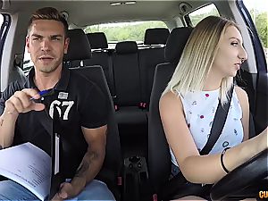 Pierced Spanish babe ravages the driving professor