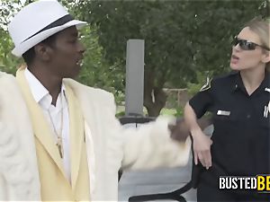 Shady pimp is caught smacking his girl by naughty cougar cops